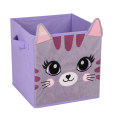 Adorable 3D Animal Design Applique Processed Velvet Fabric Foldable Toy Storage Box